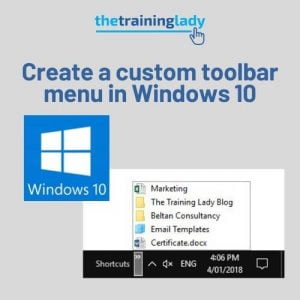 Create a custom toolbar menu in Windows 10