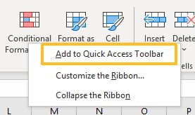 Quick Access toolbar customisation