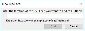Adicionar um feed RSS ao Outlook