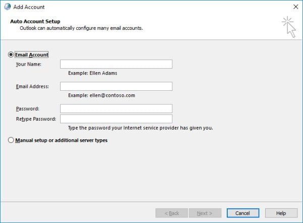 Configure uma conta POP e IMAP no Outlook