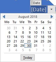 Select a date using the drop down