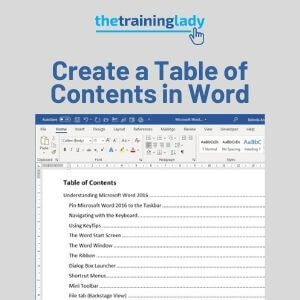 Pith Fern Exist Create a Table of Contents in Word - The Training Lady