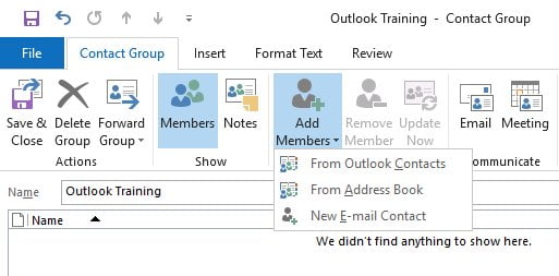 Crie uma lista de distribuição no Outlook