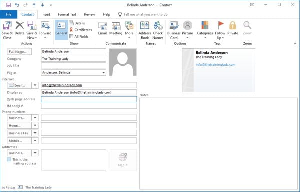 Alterar um nome de exibição de contatos no Outlook