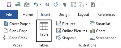 Create a basic table in Word