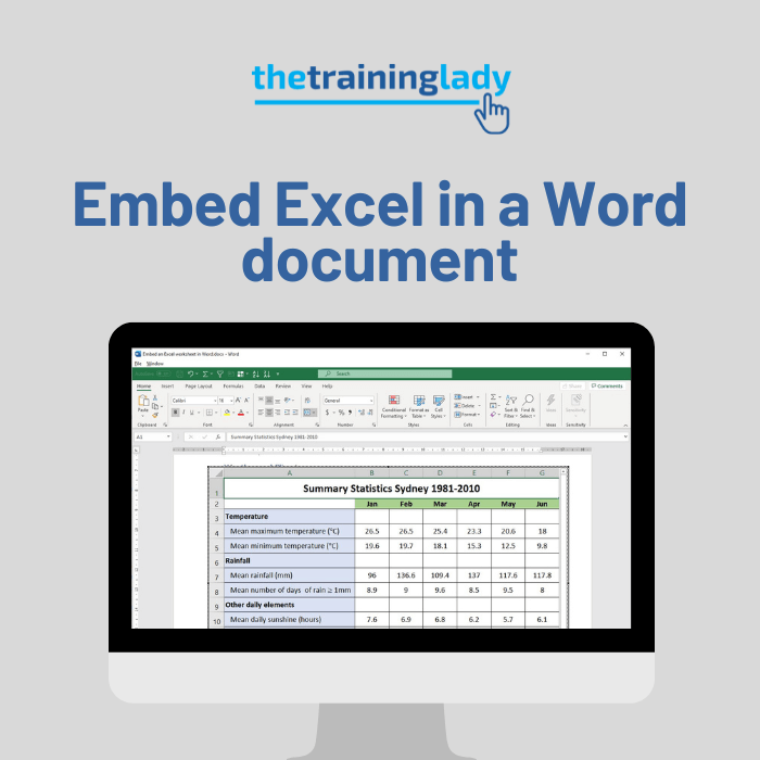 Embed Excel in a Word document