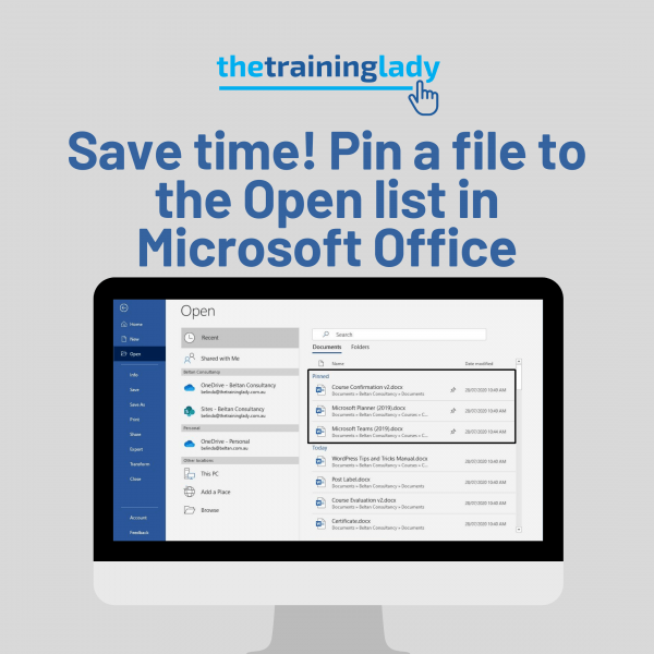 Pin a file or folder to the Open list
