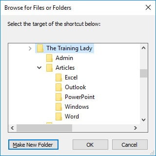 Create a shortcut to a specific folder on the Taskbar