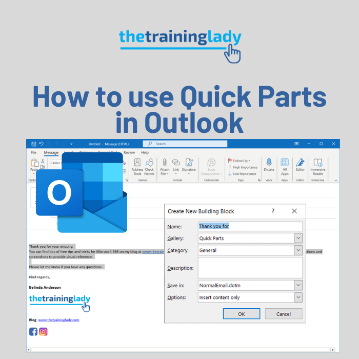 How to use Quick Parts in Outlook
