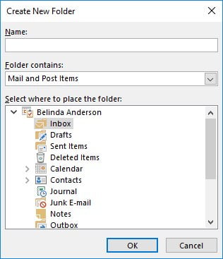 The Create New Folder dialog box will appear