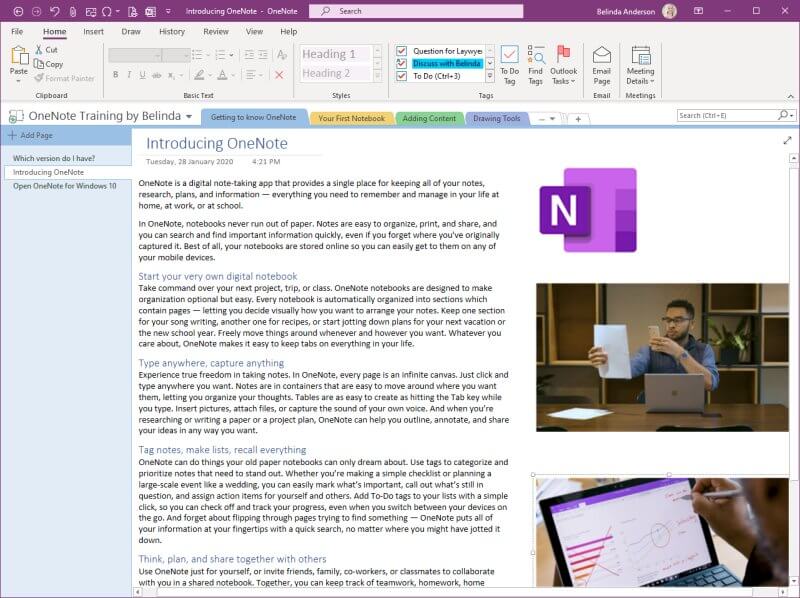 Your OneNote Notebook will be displayed