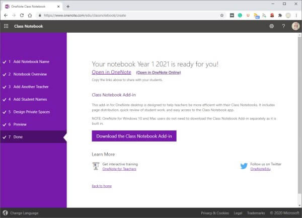 Click the link to open in Onenote