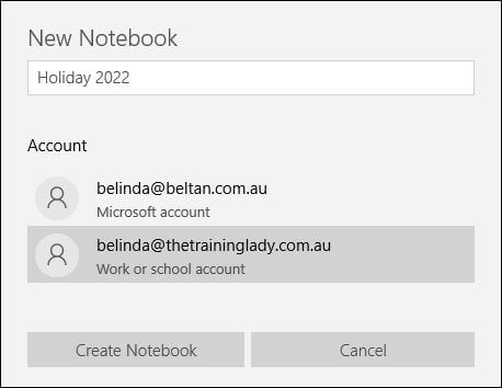 Enter the notebook name and click Create notebook