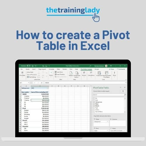 How to create a Pivot Table in Excel | The Training Lady