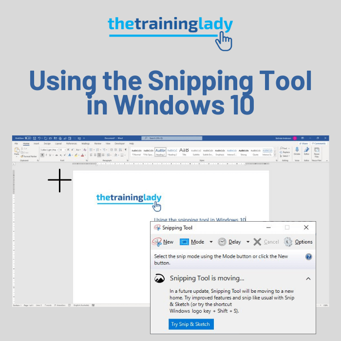 Using the Snipping Tool in Windows 10