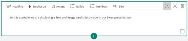 Add text to the Text card in Sway.