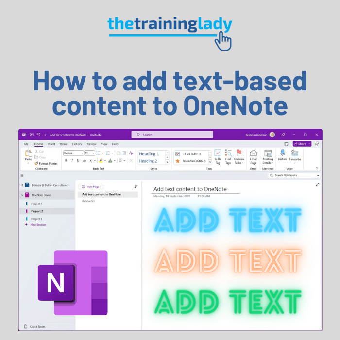 How to add text-based content to OneNote