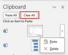 You can clear all objects currently being stored in the clipboard.
