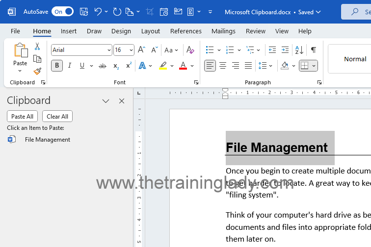 Highlight content and copy it to the clipboard.
